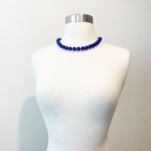 603 Vintage Lapis Lazuli Necklace, With A Lapis, Gold And Rhinestone Clasp